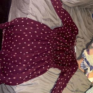 Dark Purple Kneelength Boho Cottage Dress